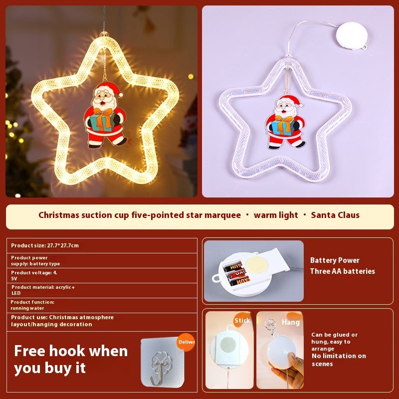 Christmas Pendant Decoration Christmas Atmosphere Led Lights Led Christmas Star Light Decoration For Window Door For Holiday - Shopmerge.site