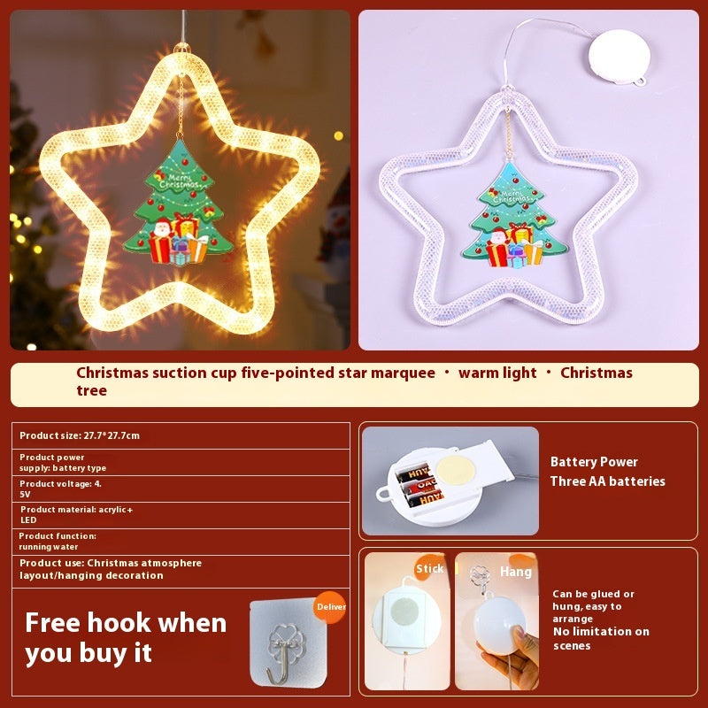 Christmas Pendant Decoration Christmas Atmosphere Led Lights Led Christmas Star Light Decoration For Window Door For Holiday - Shopmerge.site