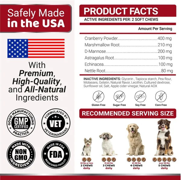 Dog UTI Treatment 170 Treats Cranberry Supplement For Dogs Bladder Control For Dogs - Shopmerge.site