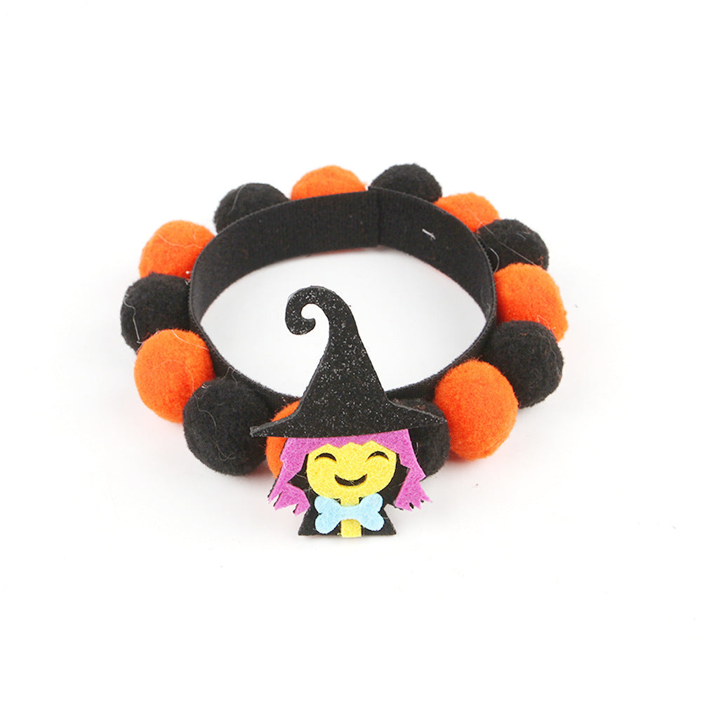 Halloween Pet Fur Ball Collar Pumpkin Accessories - Shopmerge.site