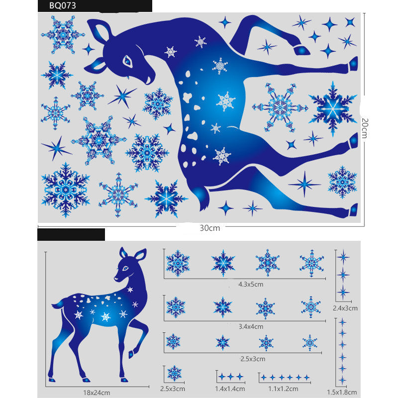 Christmas Elk Snowflake Sticker Decoration Glass Window Kids Room Christmas Wall Stickers Home Decals Decoration - Shopmerge.site