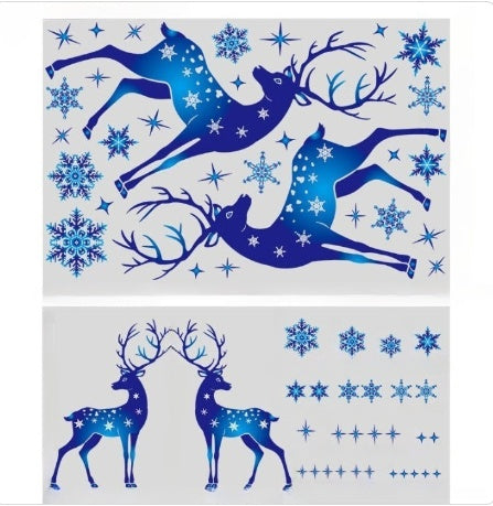 Christmas Elk Snowflake Sticker Decoration Glass Window Kids Room Christmas Wall Stickers Home Decals Decoration - Shopmerge.site