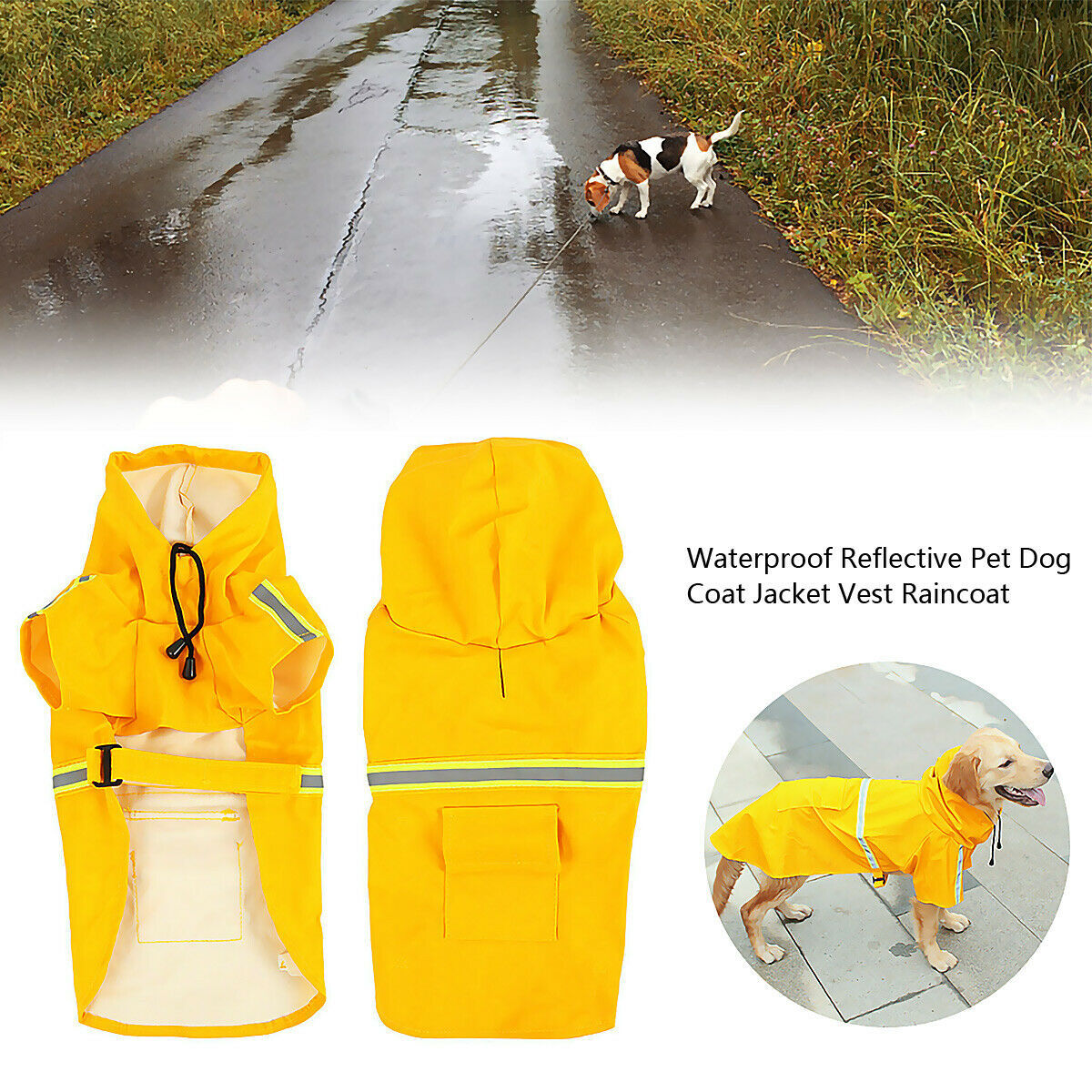Waterproof Dog Raincoat – Hooded Dog Rain Jacket with Reflective Stripes for Dogs & Puppies - Shopmerge.site
