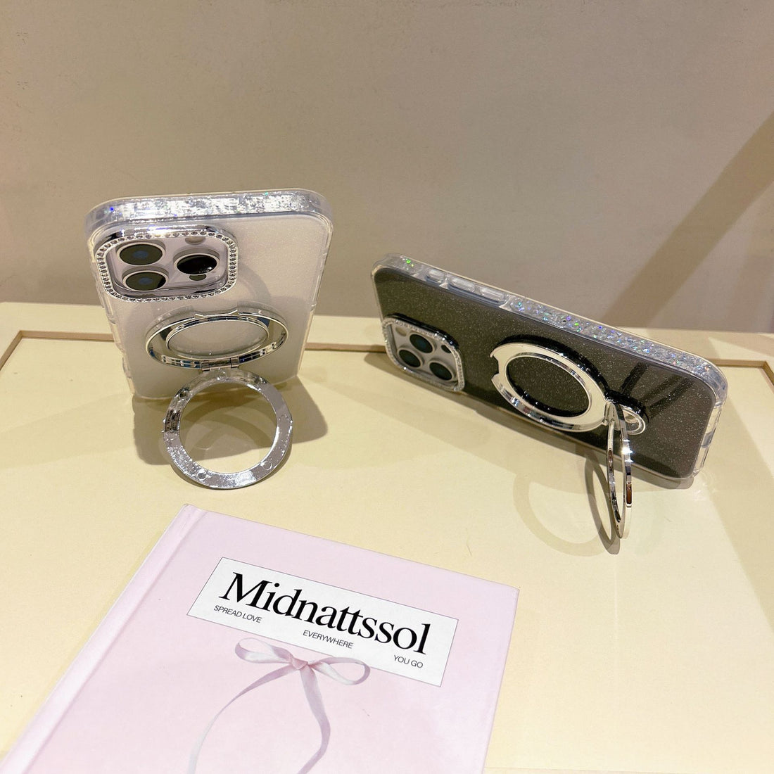 Epoxy Gradient Glitter With Rotating Bracket Mobile Phone Cases