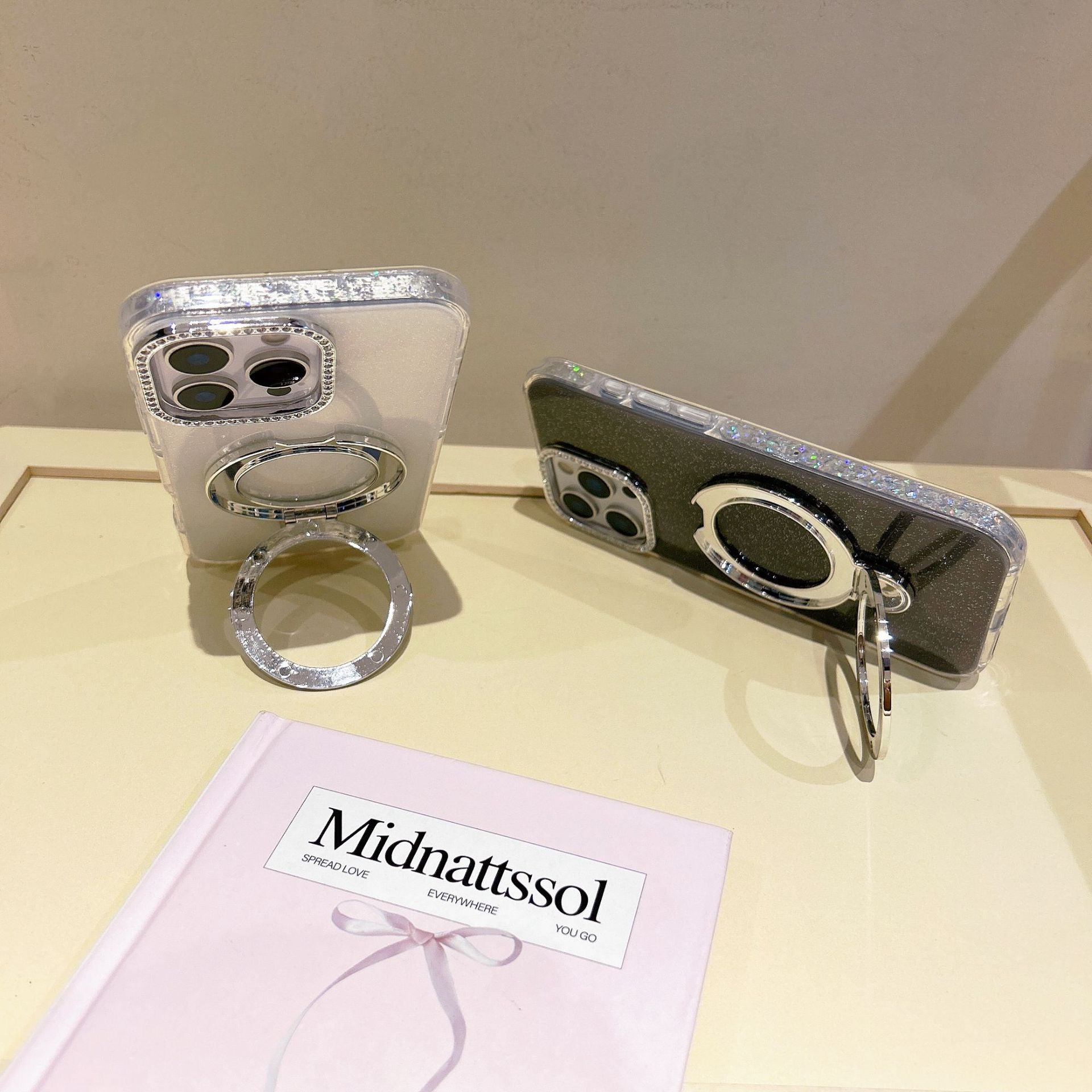 Epoxy Gradient Glitter With Rotating Bracket Mobile Phone Cases