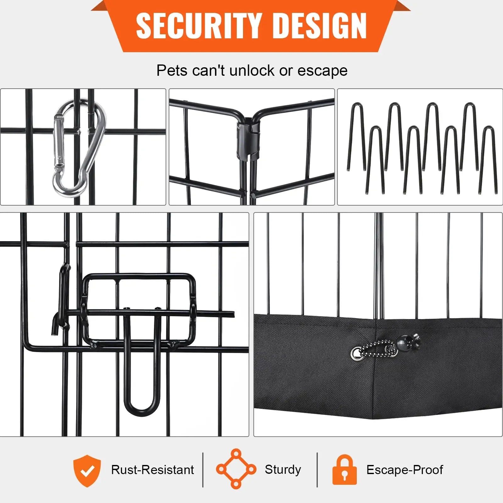 VEVOR Dog Playpen, 8 Panels Foldable Metal Dog Exercise Pen With Top Cover And Bottom Pad, 24in H Pet Fence Puppy Crate Kennel, Indoor Outdoor Dog Pen For Small Medium Pets, For Camping, Yard - Shopmerge.site