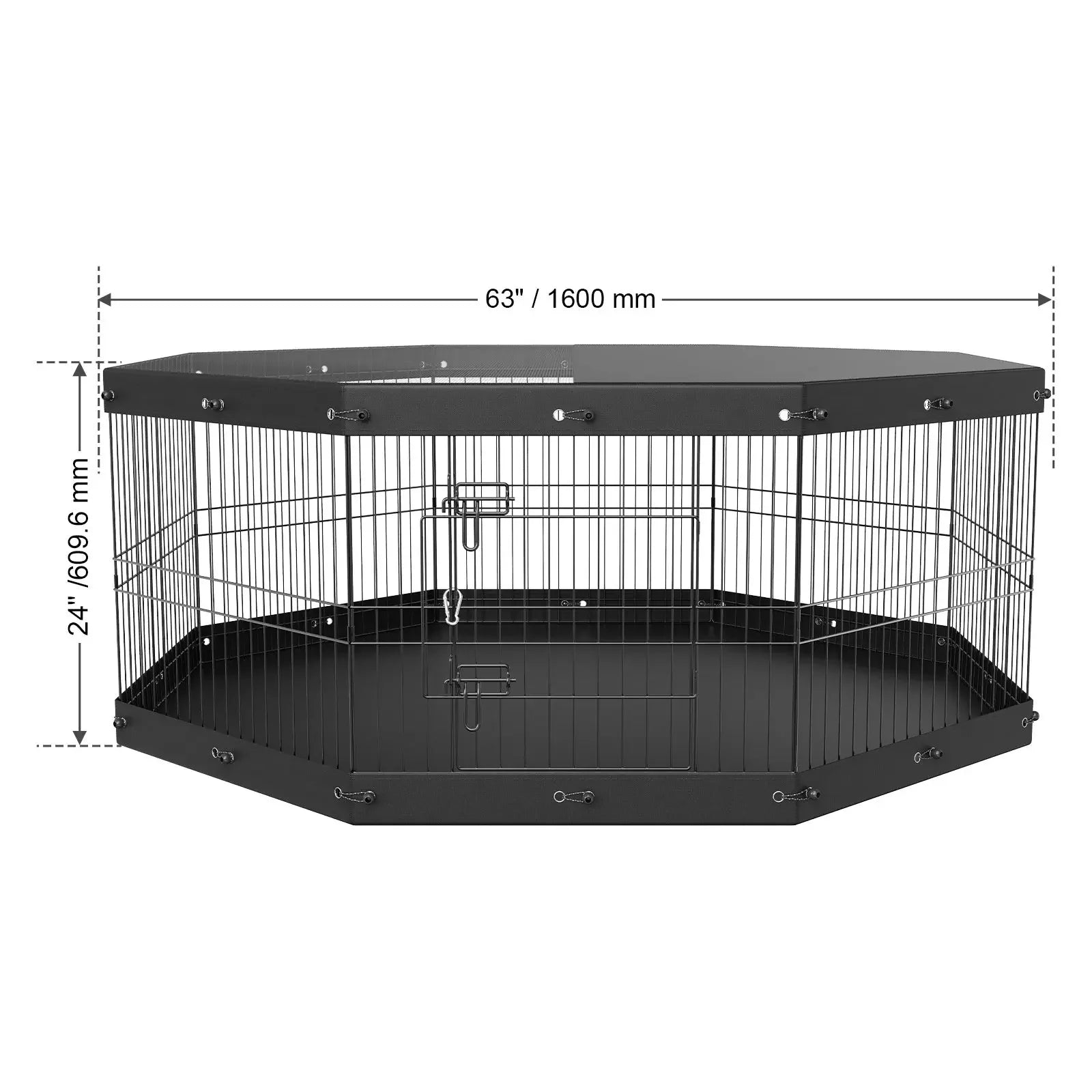VEVOR Dog Playpen, 8 Panels Foldable Metal Dog Exercise Pen With Top Cover And Bottom Pad, 24in H Pet Fence Puppy Crate Kennel, Indoor Outdoor Dog Pen For Small Medium Pets, For Camping, Yard - Shopmerge.site