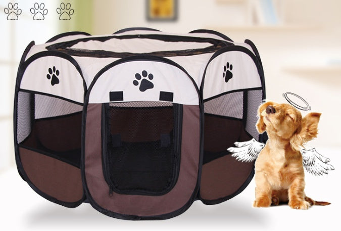 Folding Octagonal Pet Fence Oxford Cloth Cat And Dog Kennel - Shopmerge.site
