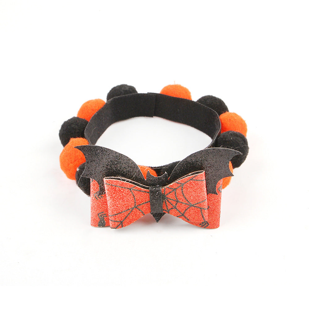 Halloween Pet Fur Ball Collar Pumpkin Accessories - Shopmerge.site