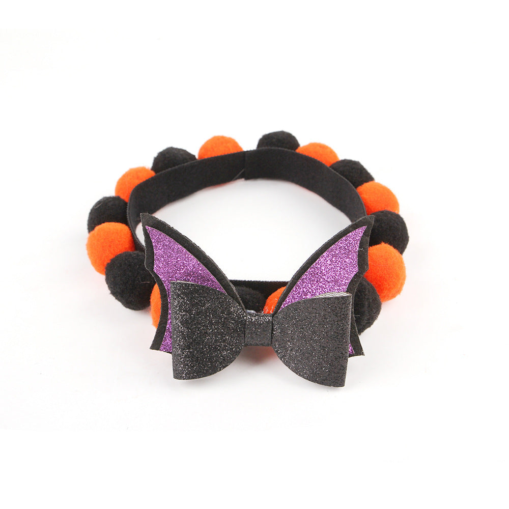 Halloween Pet Fur Ball Collar Pumpkin Accessories - Shopmerge.site