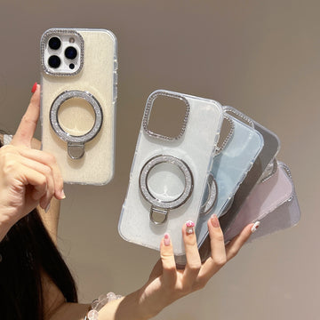 Epoxy Gradient Glitter With Rotating Bracket Mobile Phone Cases