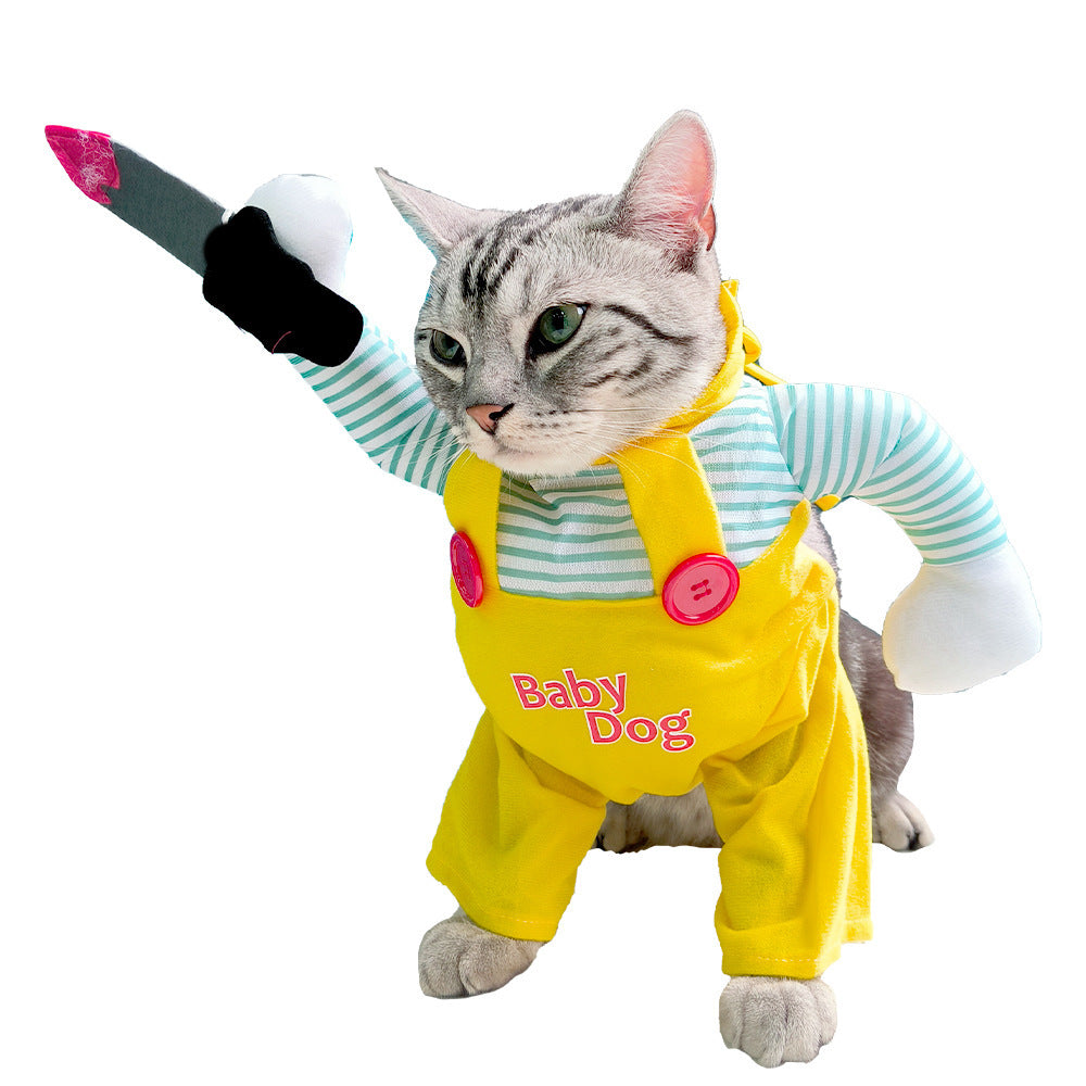 Cat Pet Costume Clothing Creative Yellow Knife Assassin Cat Clothing - Shopmerge.site