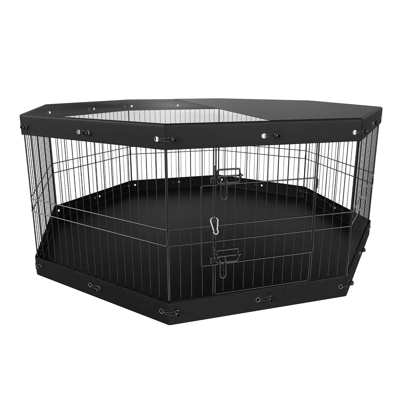 VEVOR Dog Playpen, 8 Panels Foldable Metal Dog Exercise Pen With Top Cover And Bottom Pad, 24in H Pet Fence Puppy Crate Kennel, Indoor Outdoor Dog Pen For Small Medium Pets, For Camping, Yard - Shopmerge.site