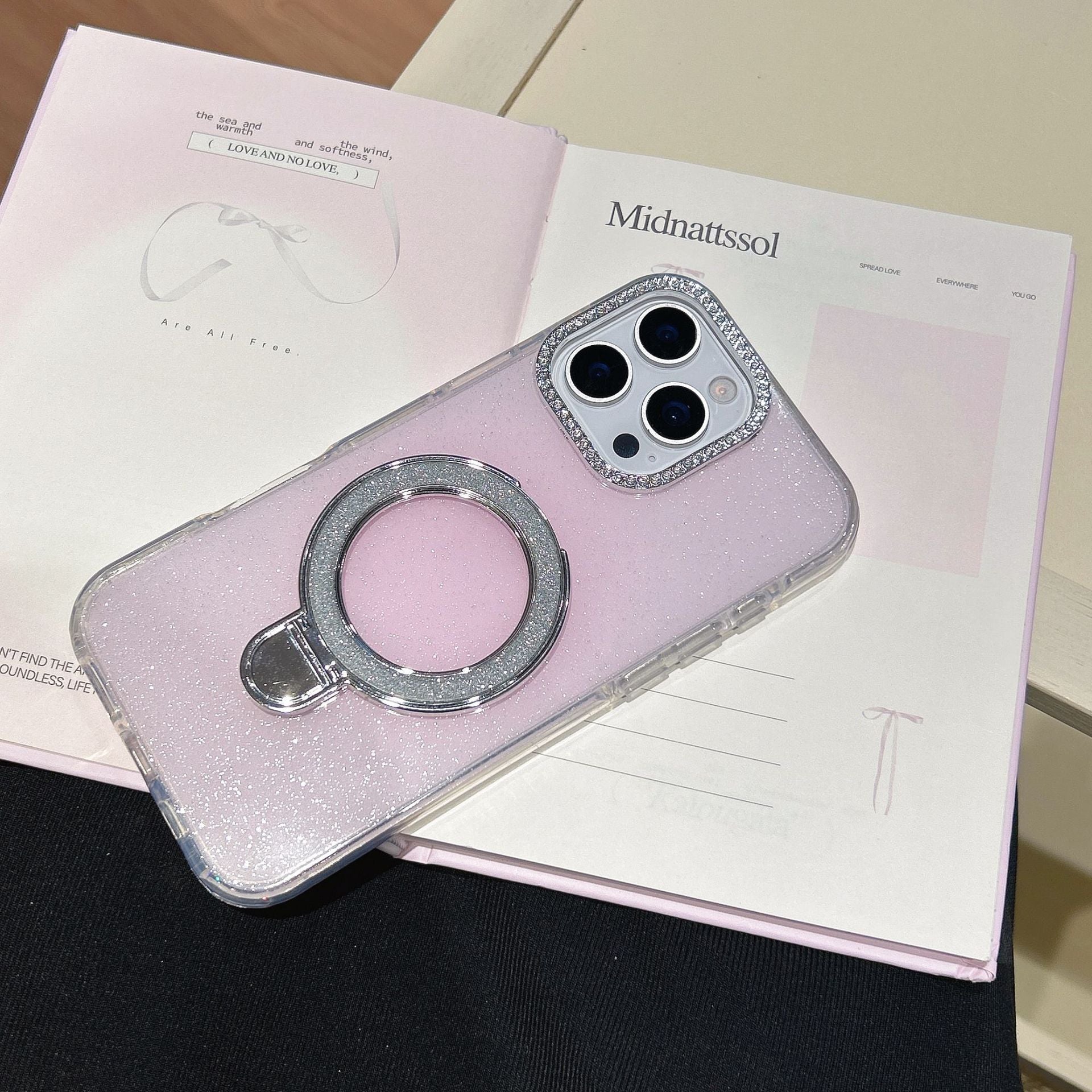 Epoxy Gradient Glitter With Rotating Bracket Mobile Phone Cases