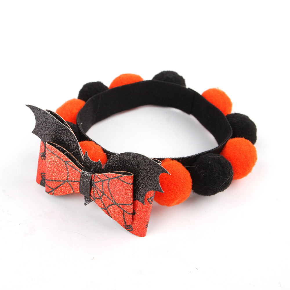 Halloween Pet Fur Ball Collar Pumpkin Accessories - Shopmerge.site