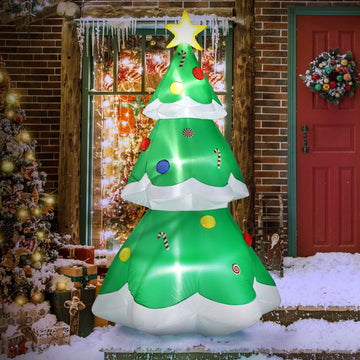 6.9ft Christmas Tree With 4 LED Light Bundles And Pocket Inflatable Decoration - Shopmerge.site