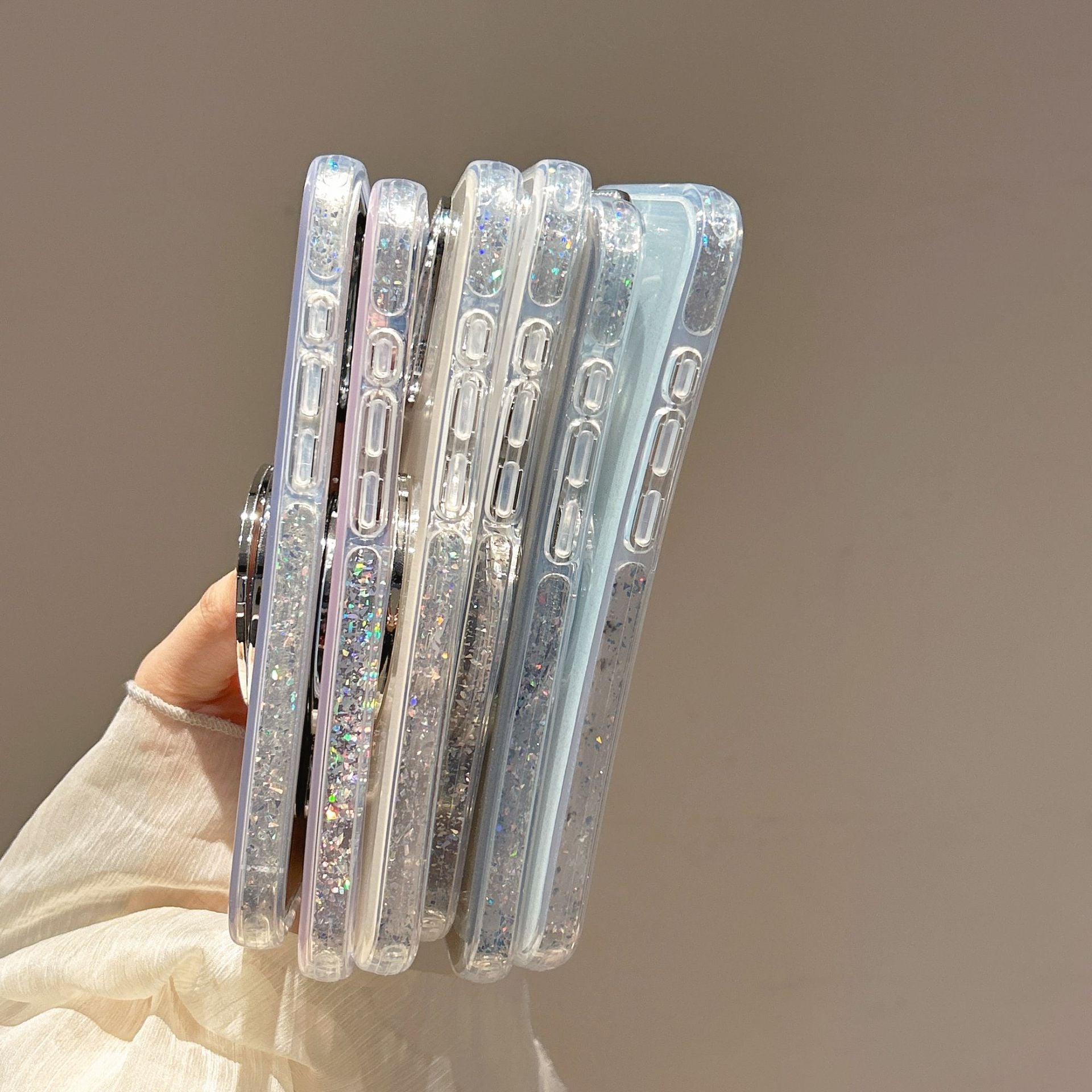 Epoxy Gradient Glitter With Rotating Bracket Mobile Phone Cases