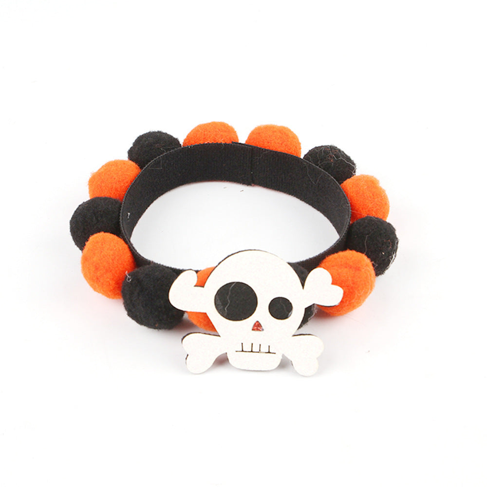 Halloween Pet Fur Ball Collar Pumpkin Accessories - Shopmerge.site