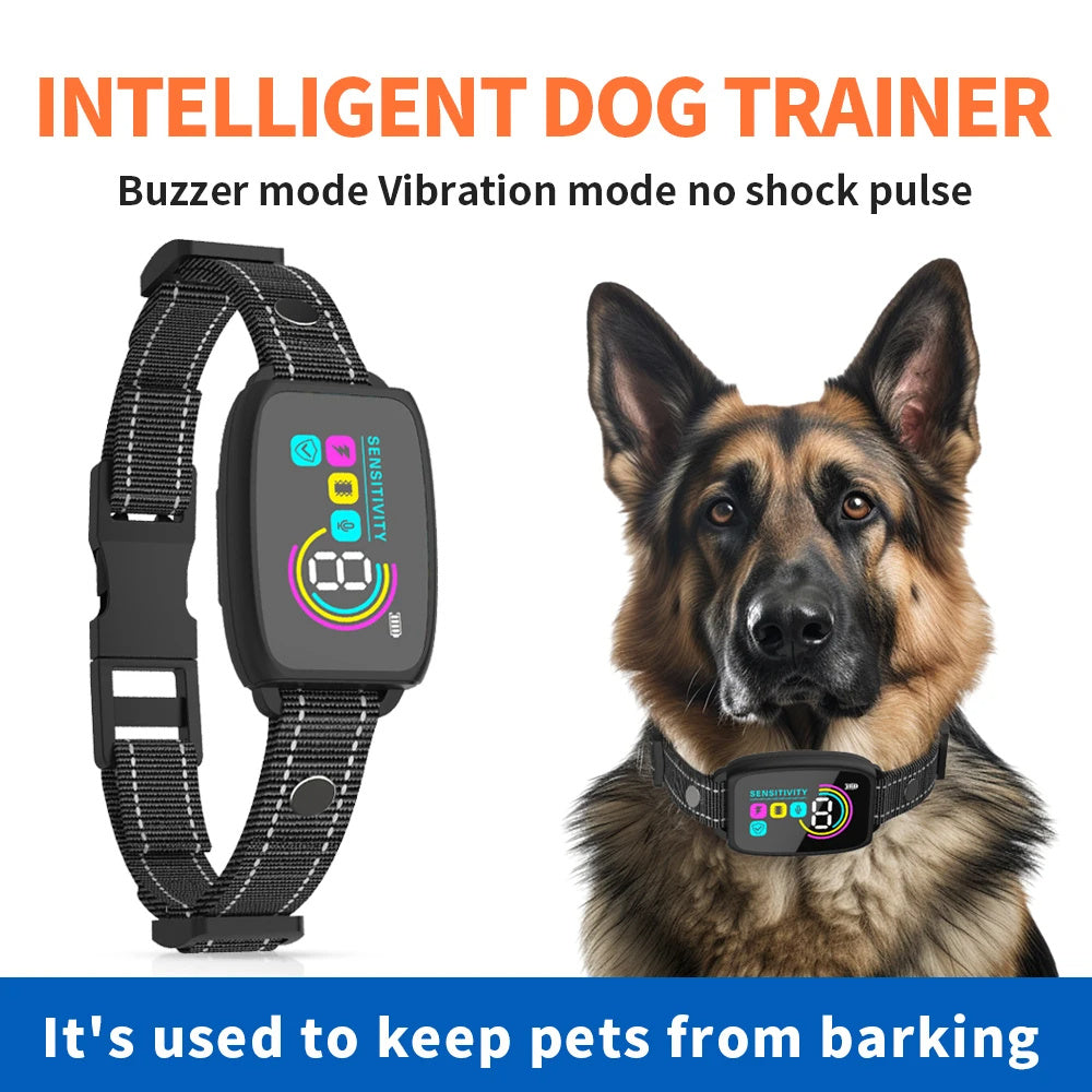 Smart Automatic Anti-Barking Dog Collar – Rechargeable Waterproof Bark Stopper with HD Display - Shopmerge.site