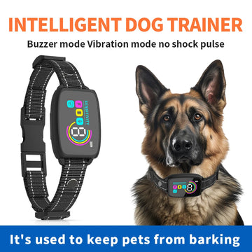 Smart Automatic Anti-Barking Dog Collar – Rechargeable Waterproof Bark Stopper with HD Display - Shopmerge.site