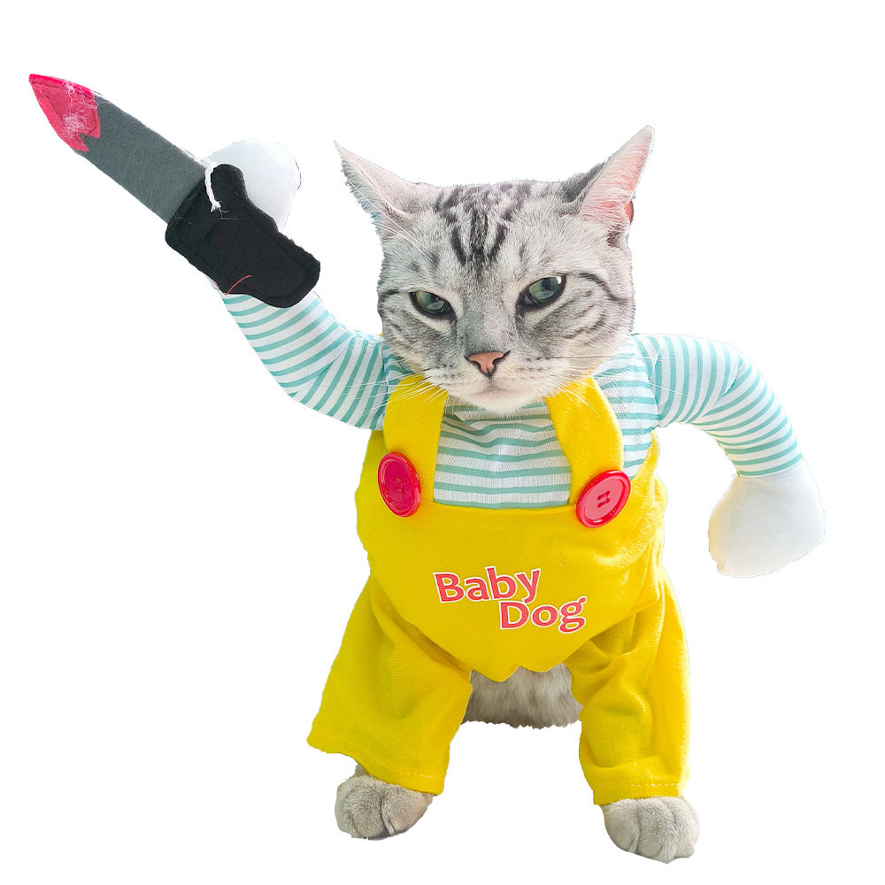 Cat Pet Costume Clothing Creative Yellow Knife Assassin Cat Clothing - Shopmerge.site