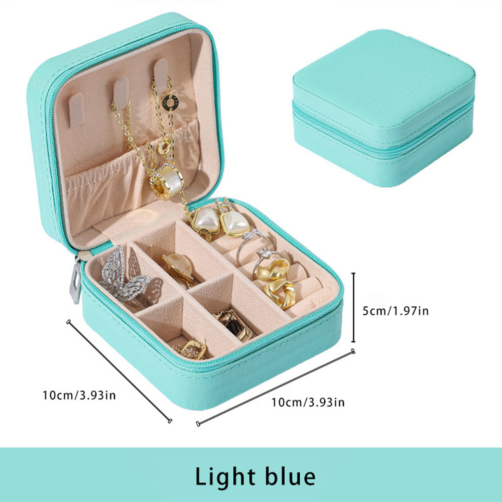 2pcs Portable Leather Jewelry Storage Boxes, Mini PU Jewelry Storage Boxes, Travel Jewelry Organizer Case, Black, White And Blue Jewelry Storage Boxes