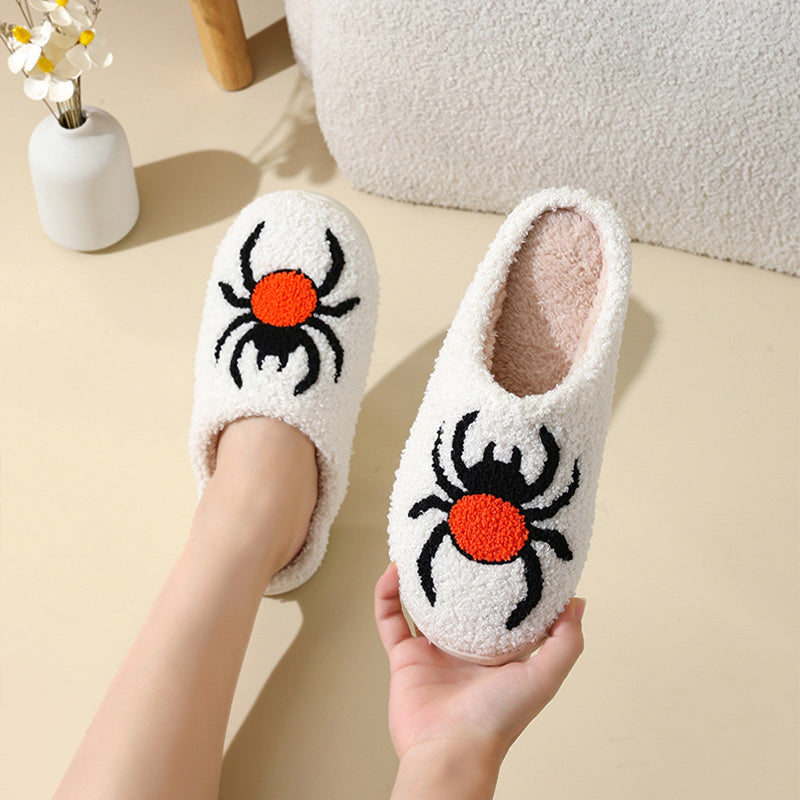 Halloween Spider Witch-hat Slippers Home Indoor Non-slip Floor Bedroom Slippers Winter Warm House Shoes For Women Men - Shopmerge.site