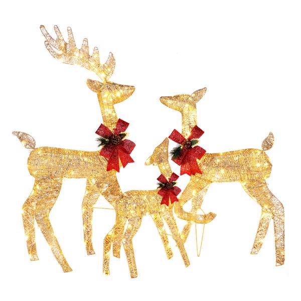 3pcs122x54x38cm Golden Elk Family Courtyard Elk Decoration - Shopmerge.site
