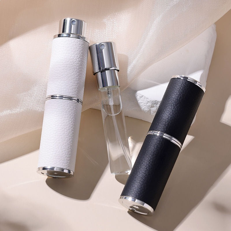 2pcs 8ml Empty PU Twist Perfume Spray Bottle Portable Mini Refillable Rotatable Fragrance Atomizer