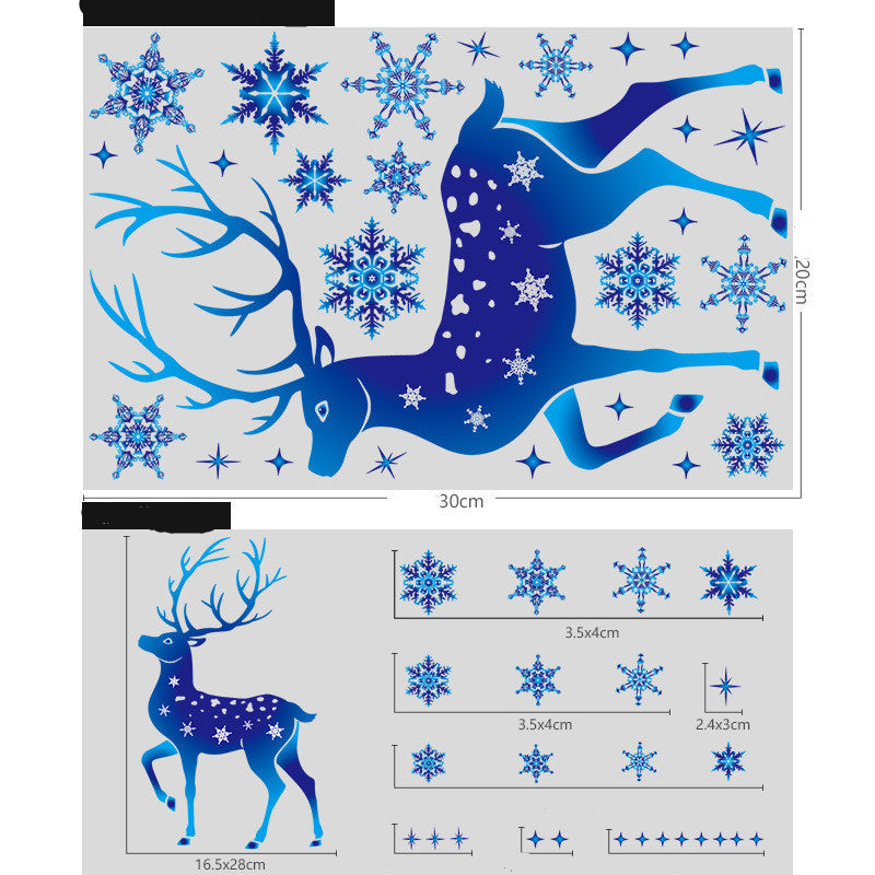 Christmas Elk Snowflake Sticker Decoration Glass Window Kids Room Christmas Wall Stickers Home Decals Decoration - Shopmerge.site
