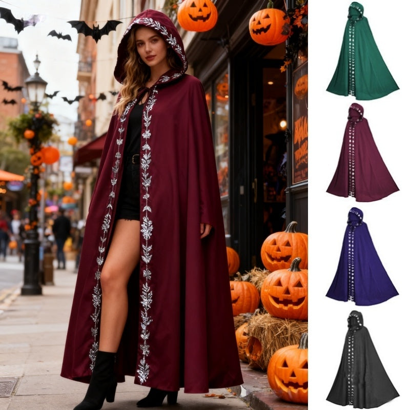 Hooded Cloak Medieval Renaissance 5 Color Printed Cloak Halloween Cosplay Costume New Fashion Festival Play Costume Halloween Costumes - Shopmerge.site
