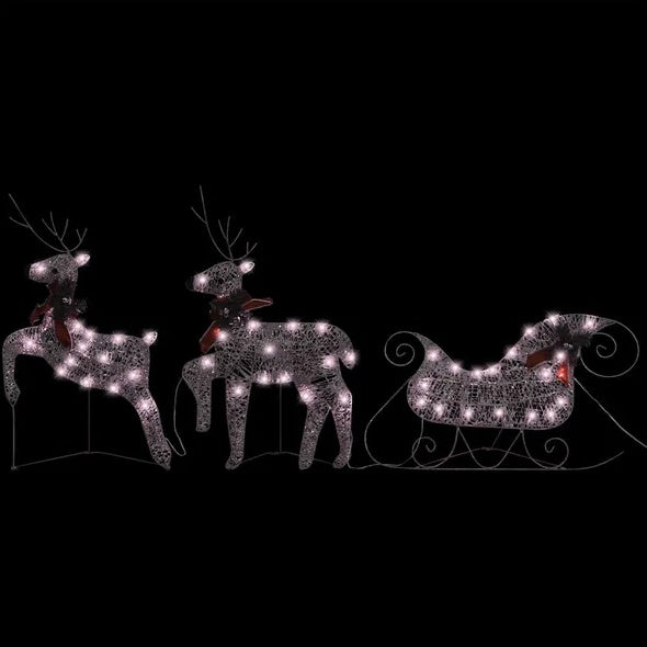 Reindeer & Sleigh Christmas Decoration 60 LEDs Outdoor Gold - Shopmerge.site