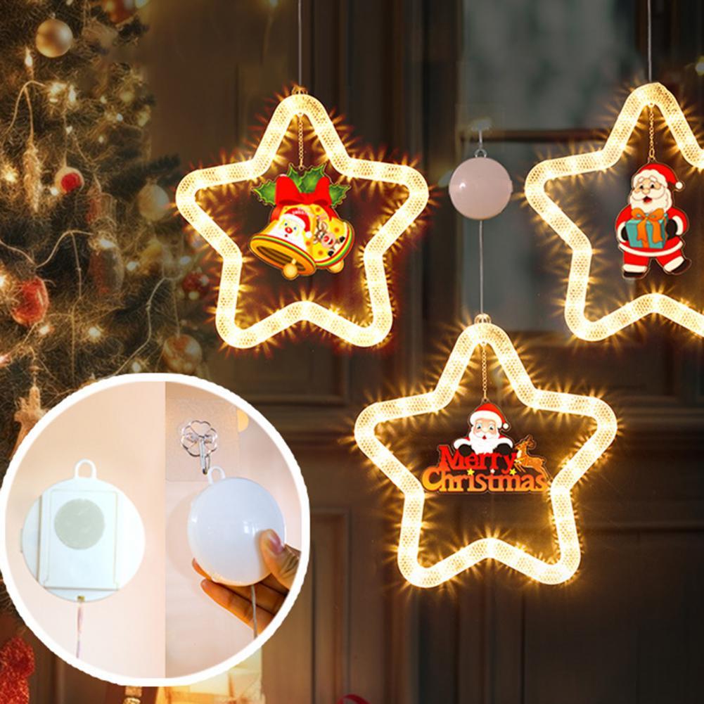 Christmas Pendant Decoration Christmas Atmosphere Led Lights Led Christmas Star Light Decoration For Window Door For Holiday - Shopmerge.site