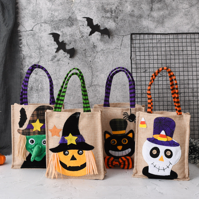 Halloween Candy Tote Bag For Kids Funny Creative Witch Skull Pumpkin Gift Handbag Small Jewelry Props Shopping Bags - Shopmerge.site