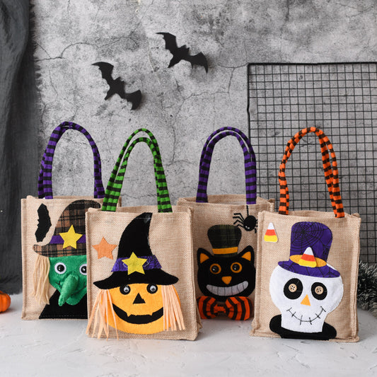 Halloween Candy Tote Bag For Kids Funny Creative Witch Skull Pumpkin Gift Handbag Small Jewelry Props Shopping Bags - Shopmerge.site