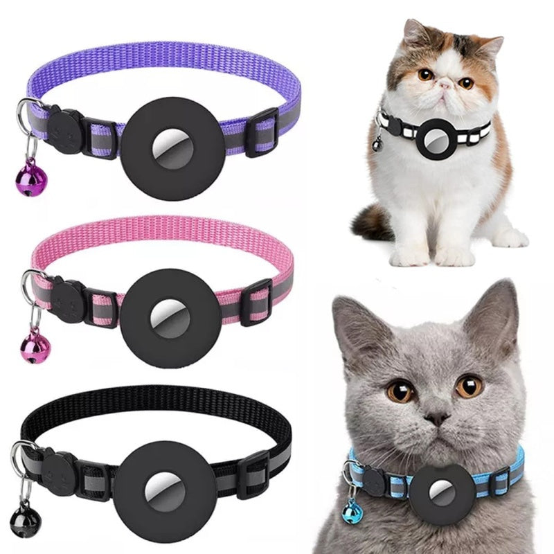 Reflective Pet Collar with Waterproof AirTag Holder – Protective Cover for Cats & Dogs - Shopmerge.site