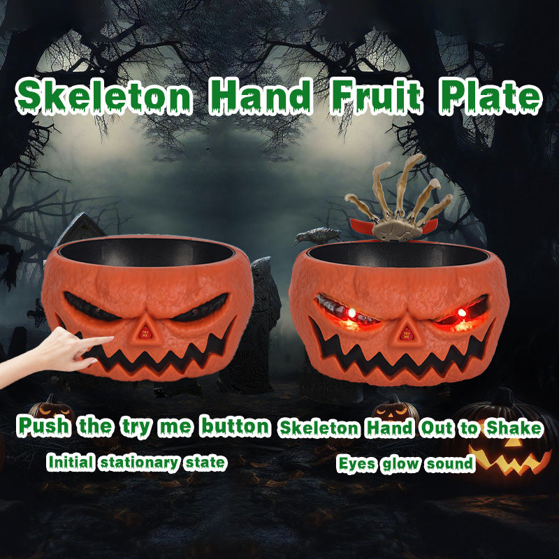Halloween Candy Bowl – Plastic Pumpkin with Motion Activated Hand | Battery Operated Trick-or-Treat Serving Dish - Shopmerge.site