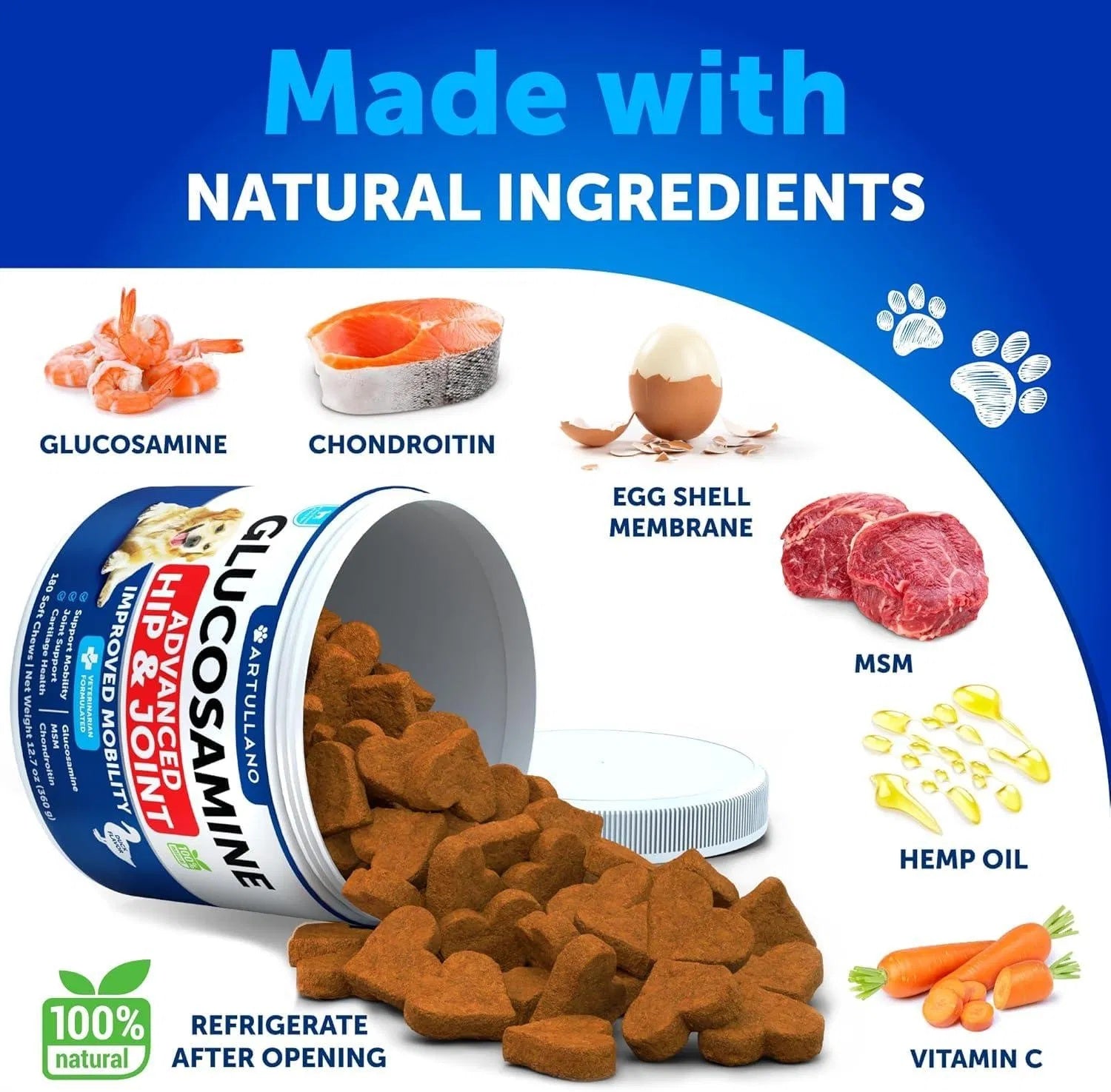 Glucosamine For Dogs Hip And Joint Supplement For Dogs With Arthritis Chews With Chondroitin Hemp Oil MSM Canine Joint Pain Relief Health Mobility Support For Large Breeds 120 Soft Treats - Shopmerge.site