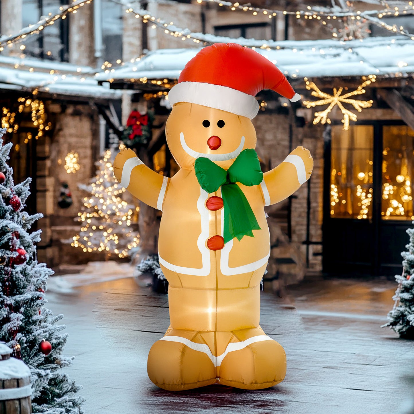 6ft Christmas Inflatable Gingerbread Man, Outdoor Blow-Up Yard Decoration With LED Lights Display - Shopmerge.site