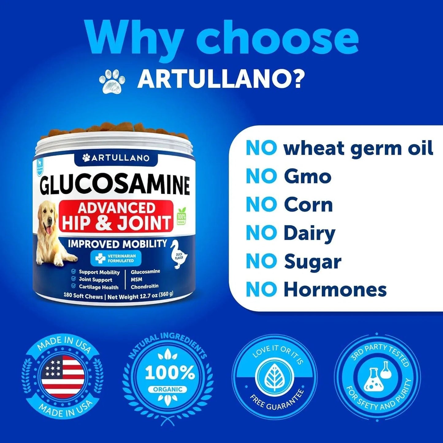 Glucosamine For Dogs Hip And Joint Supplement For Dogs With Arthritis Chews With Chondroitin Hemp Oil MSM Canine Joint Pain Relief Health Mobility Support For Large Breeds 120 Soft Treats - Shopmerge.site