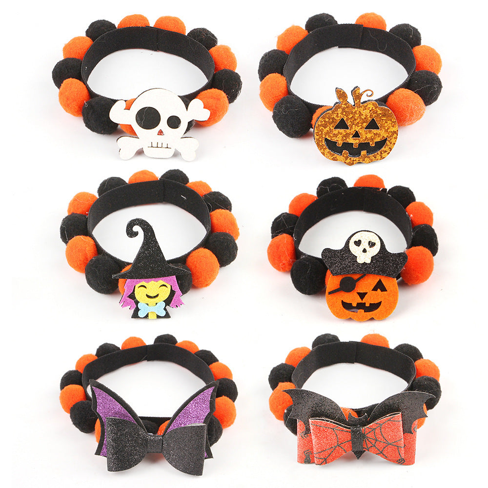 Halloween Pet Fur Ball Collar Pumpkin Accessories - Shopmerge.site