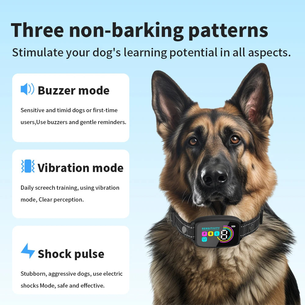Smart Automatic Anti-Barking Dog Collar – Rechargeable Waterproof Bark Stopper with HD Display - Shopmerge.site