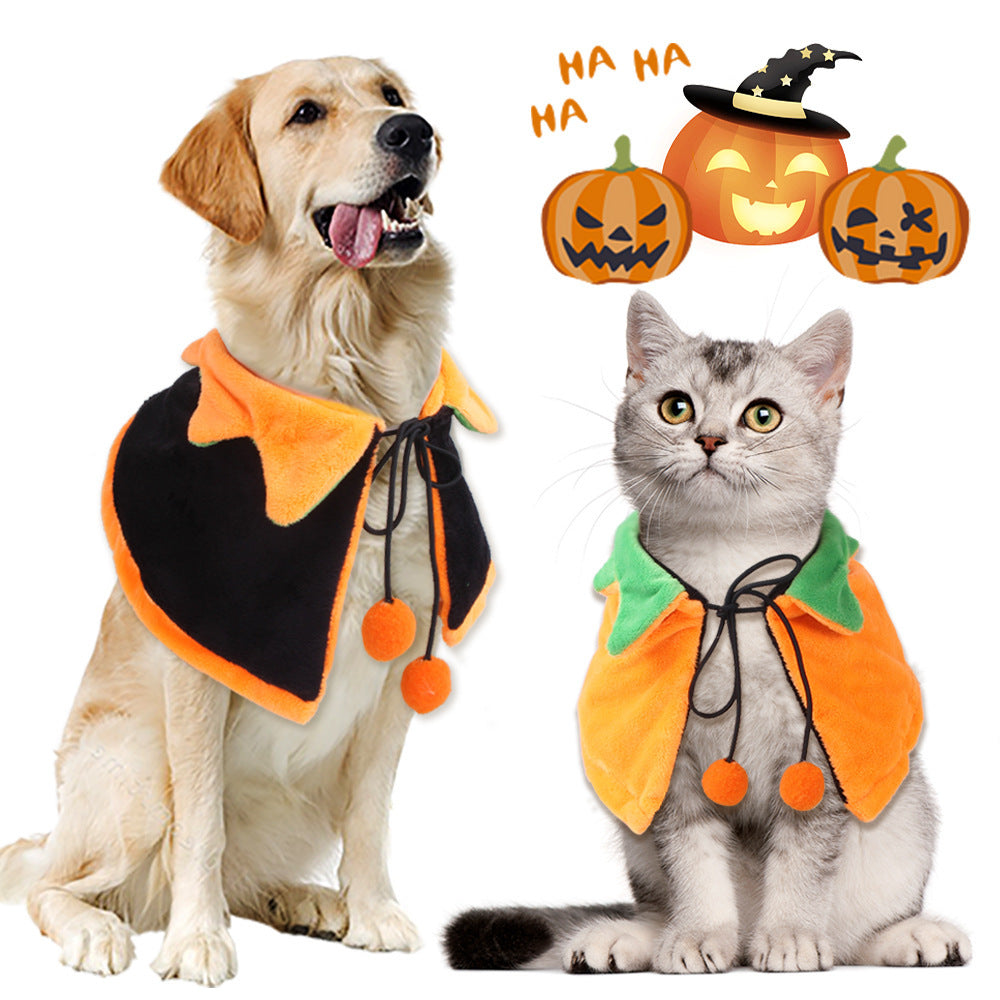 Halloween Pumpkin Double-sided Dog Cloak Cat Halloween Ornaments - Shopmerge.site