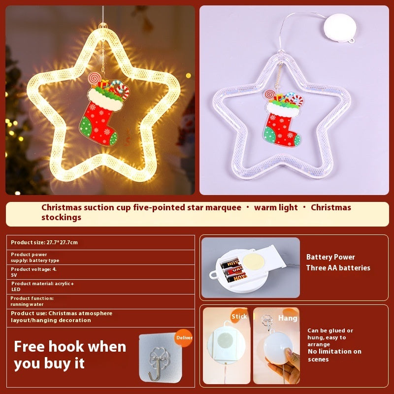 Christmas Pendant Decoration Christmas Atmosphere Led Lights Led Christmas Star Light Decoration For Window Door For Holiday - Shopmerge.site