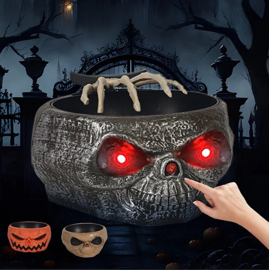 Halloween Candy Bowl – Plastic Pumpkin with Motion Activated Hand | Battery Operated Trick-or-Treat Serving Dish - Shopmerge.site