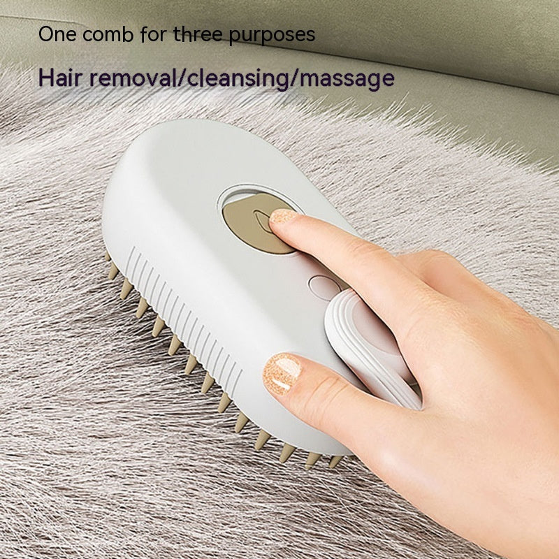 3-in-1 Electric Pet Steam Brush – Grooming, Spray & Massage Comb for Cats & Dogs - Shopmerge.site