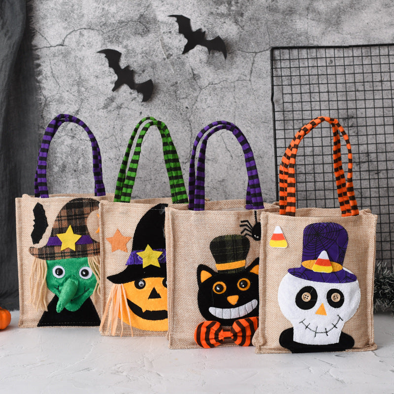 Halloween Candy Tote Bag For Kids Funny Creative Witch Skull Pumpkin Gift Handbag Small Jewelry Props Shopping Bags - Shopmerge.site