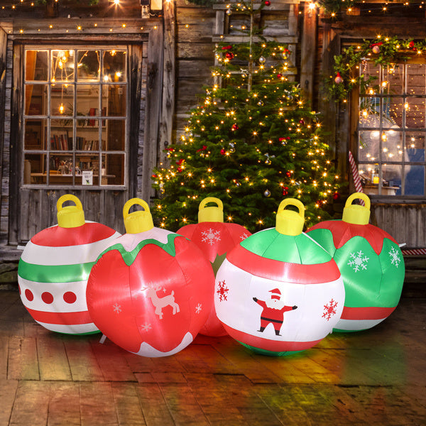 6.9ft, Five Christmas Balls, Five LED Lights, Bundle Pocket, Christmas Inflatable Decoration - Shopmerge.site