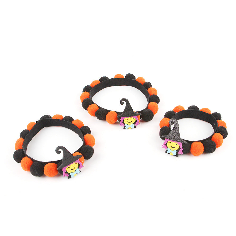 Halloween Pet Fur Ball Collar Pumpkin Accessories - Shopmerge.site