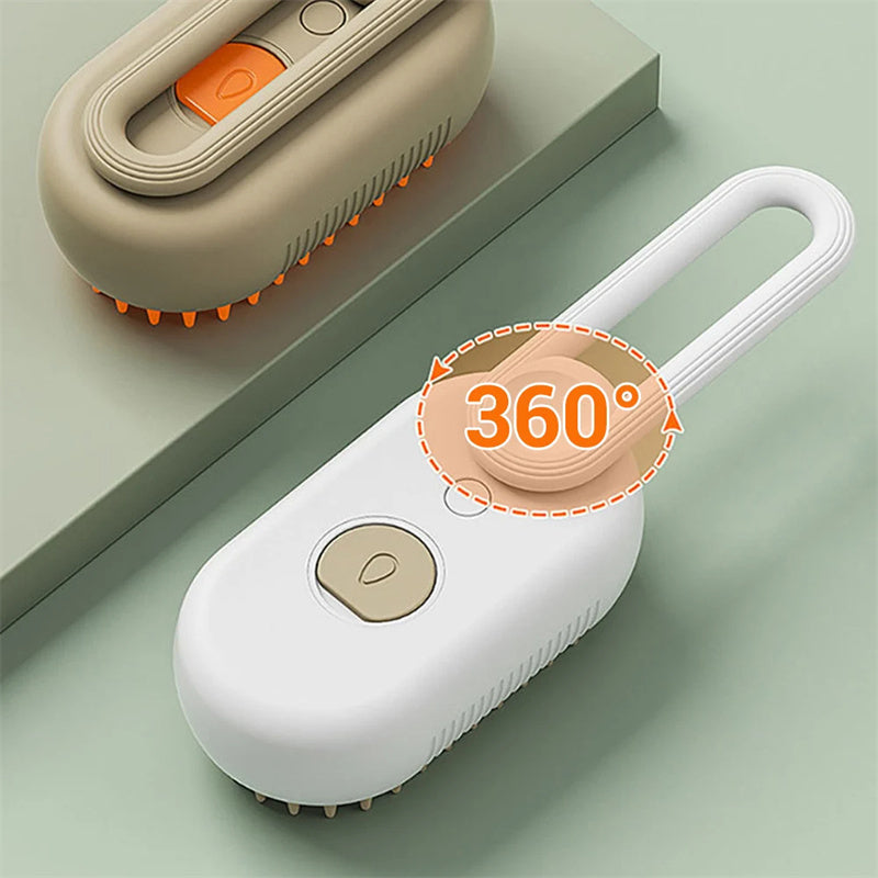 3-in-1 Pet SteamBrush- Electric Cat& Dog Grooming, spray & massage Comb